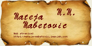 Mateja Mabetović vizit kartica